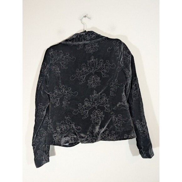 Old Navy Womens Black Velvet Blazer Sz M Whimsigoth Witchy Academia Preppy Y2K - Picture 2 of 9